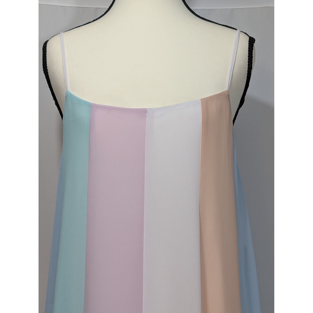 Lulus Pastel Colorblock Chiffon Maxi Dress Adjustable Strap Small NWT Minor Flaw - Picture 4 of 13